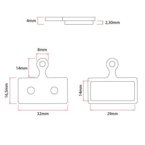 Plaquettes de frein rectangulaires sintérisées avec embout [Ewheel] - 2
