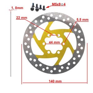 Disque de frein 140mm 6H jaune