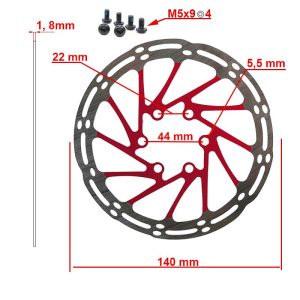 Disque de frein EWD002 140mm 6H rouge