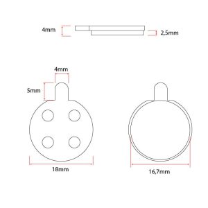 Plaquette de frein CT003-R ronde en résine avec ergot - 20pcs