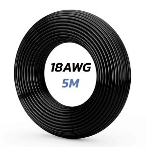 Câble noir 18 AWG - 5M