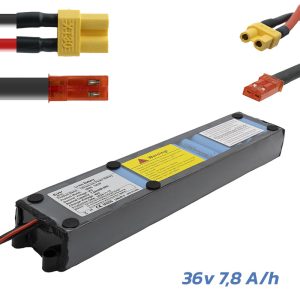 Batterie 36V 7.8A / H avec connecteurs XT30 et JST [EWHEEL]